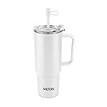 MILTON Maven 1000 Plastic Water Tumbler | 2-in1 Lid Sip or Gulp | Crystal Clear BPA Free-Food Grade | Sturdy Handle | Large Travel Mug for Gym, Office & Outdoor Use, 1 L, White