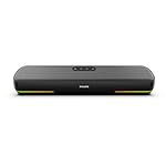 Philips TAB4120BK/94 Wireless Bluetooth Soundbar, 20W, 8H Playtime, Bluetooth 5.1, TWS Mode, RGB Light, LED Indicator, Built-in Mic, Voice Assistant, AUX/USB/TF card input, USB-C Charging (Deep Black)