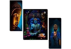 SAF paintings Set of 3 Buddha UV Textured Home Decorative Gift Item Pa