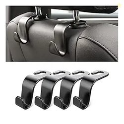 Car Back Seat Headrest Hooks, 4 Pack Black Stylish Back Seat Hanger fo