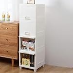 E-COSMOS Plastic Cupboard for Clothes Storage – Foldable Wardrobe Cabinet With Rack and Modular Drawer Storage Box (Single Door, 4 Tier)