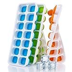 Crasts Ice Cube Trays Airabc Silicone with Removable Lid, Easy-Release Flexible 14-Cube Trays, LFGB Certified and BPA Free, Stackable Covers for Cocktail, Freezer