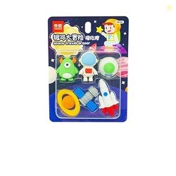 Crackles Cutest Global Astronaut Outer Space Pattern Erasers - Set of