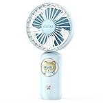 CostarMatter 2026 New Mini Portable Fan Powerful Brushless Motor Handheld Fan with Creative Light, 3-Speeds, Lightweight, USB Rechargeable Fan for Child Use in Indoor and Outdoor, Blue