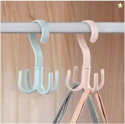 JIALTO 2 Pcs Multi-Function 360 Degree Rotatable 4 Claw Hook Closet Ha