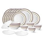 Larah by Borosil Elega Fluted Series Opalware Dinner Set | 31 Pieces for Family of 6 | Microwave & Dishwasher Safe | Bone-Ash Free | Crockery Set for Dining & Gifting | Plates & Bowls | White