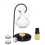 Pure Source India Porcelain Oil Diffuser Set for Home Fragrance with 10 ml Citronella Aroma Oil and 4 Tea Light Candles (White)