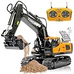 JETRA Remote Control Excavator RC Digger Toy for Boys,11 Channel Hydraulic Excavator Turns 680 Degree,Construction Toys with Metal Shovel, Lights,Sounds,1 Rechargeable Batteries