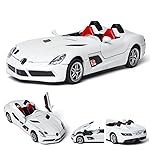 1/32 Merceedes Benz SLR AMG GT Future Model Car – Exclusive Alloy Metal Pullback Toy with Openable Doors, Lights, and Music for Kids (1:32 Merceedes SLR- White)