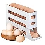 Egg DispenserAutomatic Rolling Egg Tray Organizer, Holds 28 Eggs Simultaneously, Space Saving Refrigerator Egg Roller,Works in The Dining Table, Kitchen, Cabinets, and Refrigerator (White)