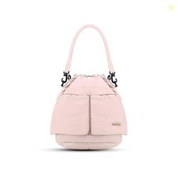 Storite Womens Stylish Peach Grey Bucket Shoulder Bag | Lightweight Dr