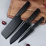 ZUDELLA Professional Kitchen Knife Set, 3-Piece Black Chef Knives with Ergonomic Handles Sharp Manual Sharpening for Home Kitchen & Restaurant (Black)