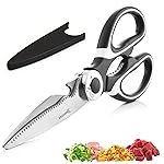 AADHIK Multipurpose Kitchen Scissor with Cover | Stainless Steel Black Kitchen Knife for Cutting Vegetables, Fruits, Meat, Chicken, Seafood | Latest Kitchen Tools & Accessories