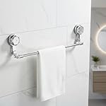 Amazon Basics Suction Adjustable Towel Rod (60â112Cm) | Self Adhesive Wall Mounted Towel Holder for Bathroom | No Drill, Rustproof