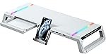 acer Ergo Multifunction Monitor & Laptop Stand Featuring RGB Lighting and a 4-Port USB Hub with Aluminum Multi Keyboard Storage Space Bar, Suitable for Both Office and Home Environments (White)