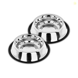 PremiumAV Stainless Steel Pet Bowl 1500 ML 5 No. Size  Non-Slip Food &