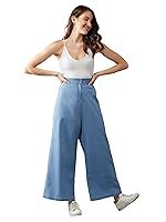 Dolce Crudo Women’s Wide-Leg High Rise Clean Look Regular Length Denim Pants