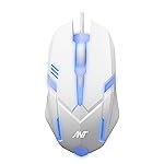 Ant GM46 Wired Optical Gaming Mouse | 2400 DPI Sensor | 4 Durable Buttons | Multicolour Backlight | 1.5M Cable | Lightweight Design | Compatible with Windows, Mac & Linux_ White