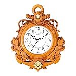 KADIO Wall Clock for Living Room |Analog 28 cm X 23 cm Wall Clock (Brown, with Glass, Standard)