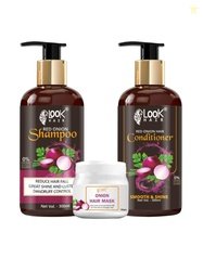 LOOK HAIR Set Of 3 Red Onion Shampoo & Conditioner With Hair Mask - 78