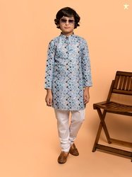 PRINTCULTR Boys Abstract Printed Straight Kurta with Churidar