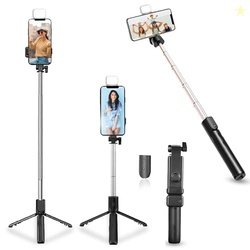 Kratos Selfie Stick, 3 in 1 Multifunctional Design, Rechargable LED Li