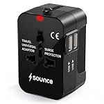 Sounce WorldMate 80W Universal Travel Adapter All in One International Travel Plug for 150+ Countries (US/UK/EU/AU), Dual USB 2.4A Fast Charging, Built-in Safety Fuse, Compact Worldwide Charger