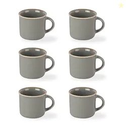 CELLO Estella Nexus Color Silver Mist Plain Mug Set of 6, 90ml, Grey |