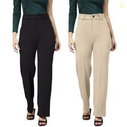 Women?s High Waist Formal Trousers Straight Fit Office Wear Pants Prem