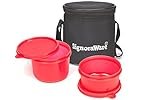Signoraware Executive Plastic Small Lunch Box Set with Bag, 2-Pieces, Red
