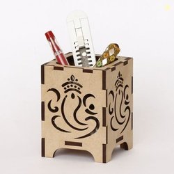 CAPIO ART 1 Compartments MDF WOOD Pen Stand (LIGHT BROWN)