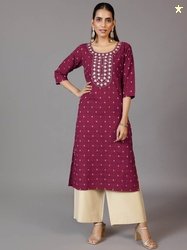 Libas Woven Design Mirror Work Kurta