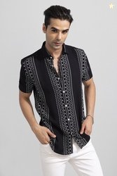 Snitch Men Slim Fit Printed Spread Collar Casual Shirt