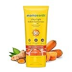 Mamaearth Ultra Light Indian Sunscreen with Carrot Seed & Turmeric | SPF 50 PA ++++ | UVA & UVB Protection | Tan Protection | No White Cast | Non-Greasy & Quick Absorbing | Super Lightweight | Suits All Skin Types | In-Vivo Tested | 80 g
