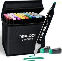TEKCOOL Dual Tip Colorful Art Markers Sketch Pens 24 Colors With Carry