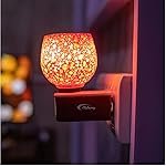 Multipurpose Night lamp Kapoor dani/Electrical Machine/Incense-Aroma Burner/Camphor Diffuser Steel Ceramic for Puja,Mosquito,Home (Red)