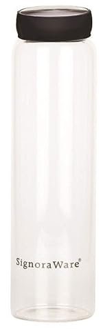 SignoraWare Claro Cool Borosilicate Glass Water Bottle |Transparent Glass | Heat Resistant | Smoothies and Shakes | for Kitchen Use, Yoga | Tea or Infusions | Homemade Lemonade ( 1 ltr | Clear )