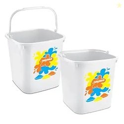 Nayasa 7.5 Litre Square Plastic Bucket, Set of 2 | Durable Water Stora