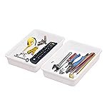 Cutting EDGE Plastic Set of 2 Interlocking Drawer Organizer for Cutlery & Desk Storage Set, Divider or Separator Tray for Household, Kitchen & Office (White)