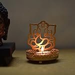 eCraftIndia Golden Metal Lord Ganesha Shadow Tea Light Candle Holder | Ganesh Chaturthi Diwali Decoration Items for Home Decor | Tea Light Candle Holder Gift for Diwali, Housewarming