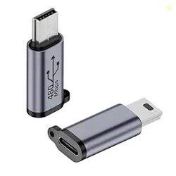 ETZIN 480Mbps Mini USB Male to USB C Female Adapter 18W Mini USB to US