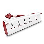 GM 3060 Extension Board 10Amp Output 250 Volts with 2 Mtr Extension Cord & Surge Protector | Master Switch, Safety Shutter, 4 International Sockets | Multi Plug Travel Adapter for Home Appliances