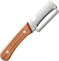 Stainless Steel Vegetable Peeler with Wooden Handle & Built-in Bottle