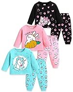 Kuchipoo Girls Regular Fit Cotton T-Shirts and Pyjamas Clothing Set-Pack of 3