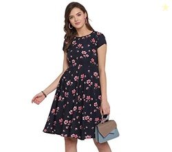 LookMark Women's A-Line Knee Length Dress(SD104-L_Black)