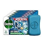 Dettol Icy Cool Bathing Soap Bar With 3x intense cooling (750gm), 150gm – Pack of 5