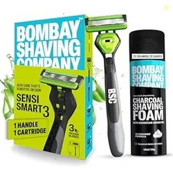 Bombay Shaving Company Sensi Smart 3 Razor and Charcoal Shaving Foam C