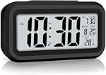 HNY Digital Alarm Clock with Automatic Sensor, Date & Temperature Display, Compact LED Desk Table Clock for Students, Bedroom, Office, Living Room, Home Decor