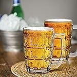 CELLO Executive Glass Beer Mug with Handle Set of 2 Pcs, 400 ml Transparent | Freezer & Fridge Safe, Durable Leadfree Dishwasher Safe Toughened Glass Mug for Serve Beer, Cocktail Mocktail & Beverages