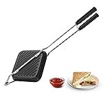 PANCA Gas Toaster Grill Sandwich Maker | Cast Aluminium Non-Stick Coated Sandwich Griller with Long Handle | Portable Gas Sandwich Maker (Grill Toaster)
